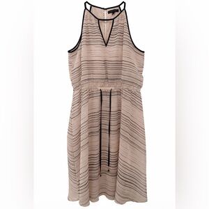 Banana Republic Cream and Black Striped Midi Dress